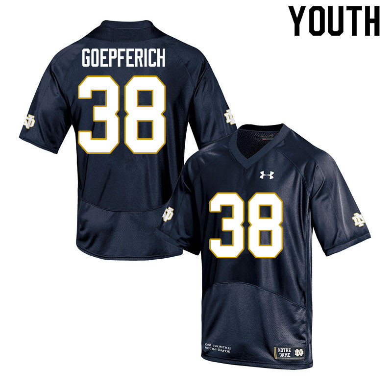 Youth #38 Dawson Goepferich Notre Dame Fighting Irish College Football Jerseys Sale-Navy - Click Image to Close